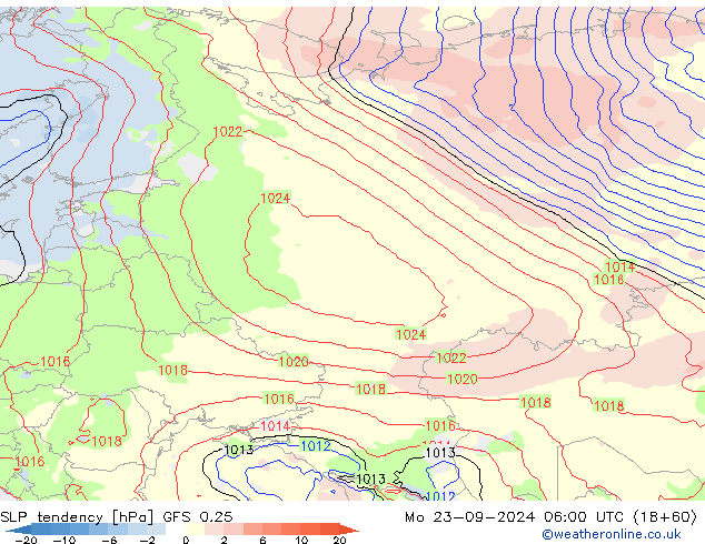 Tendenza di Pressione GFS 0.25 lun 23.09.2024 06 UTC