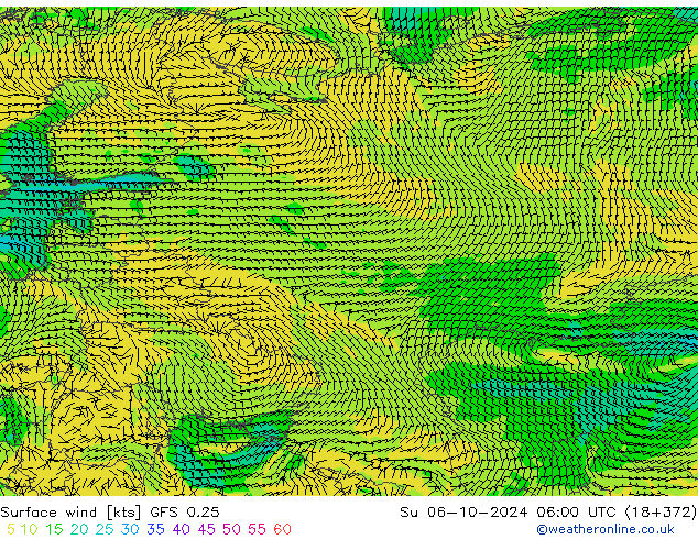 Surface wind GFS 0.25 Ne 06.10.2024 06 UTC