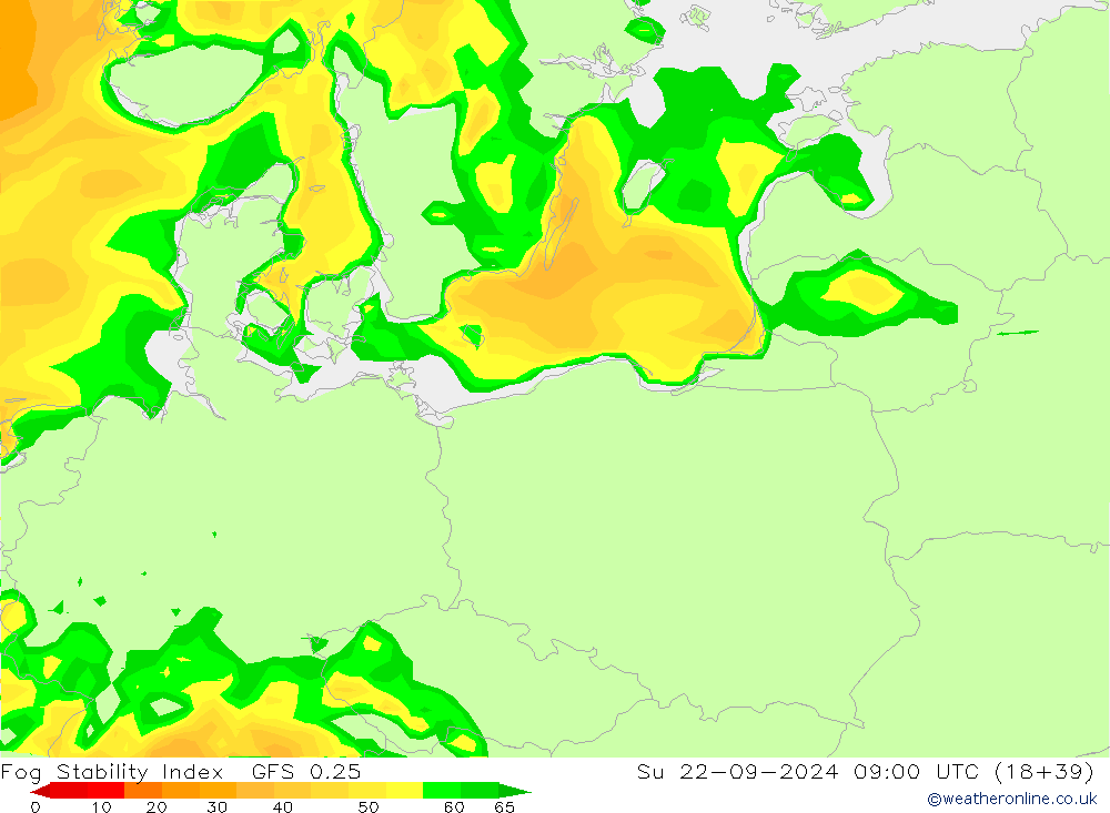 Fog Stability Index GFS 0.25 Paz 22.09.2024 09 UTC