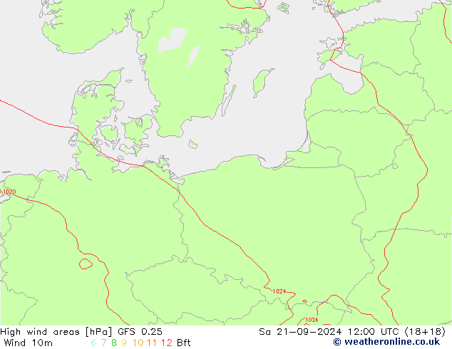 High wind areas GFS 0.25 Sáb 21.09.2024 12 UTC