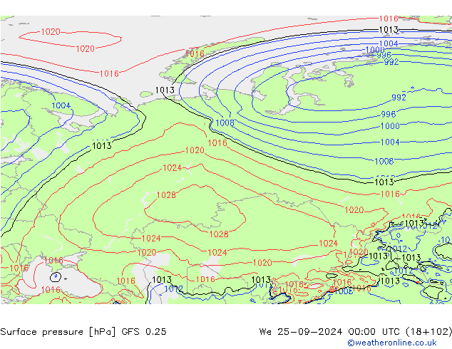 GFS 0.25: Çar 25.09.2024 00 UTC