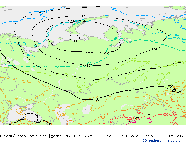 Z500/Rain (+SLP)/Z850 GFS 0.25 Sáb 21.09.2024 15 UTC