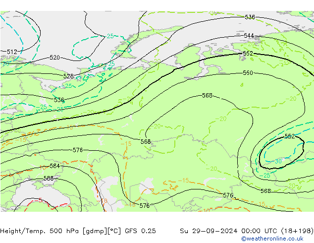 Z500/Rain (+SLP)/Z850 GFS 0.25 Ne 29.09.2024 00 UTC