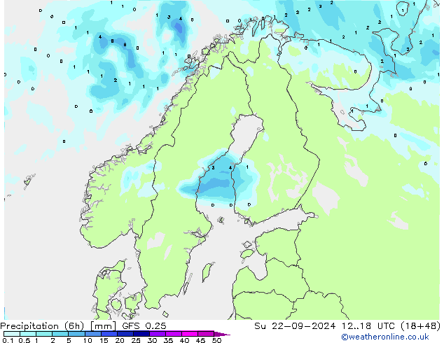 Z500/Rain (+SLP)/Z850 GFS 0.25 dom 22.09.2024 18 UTC