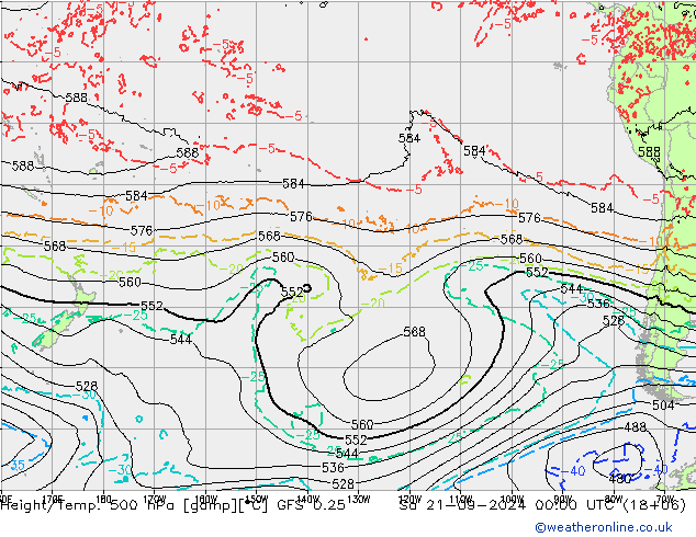 Z500/Rain (+SLP)/Z850 GFS 0.25 Sa 21.09.2024 00 UTC