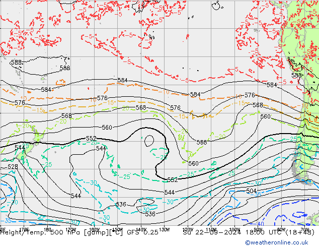 Z500/Rain (+SLP)/Z850 GFS 0.25 Dom 22.09.2024 18 UTC