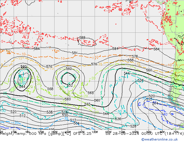 Z500/Rain (+SLP)/Z850 GFS 0.25 Sa 28.09.2024 00 UTC