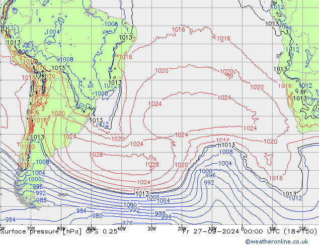 GFS 0.25: vie 27.09.2024 00 UTC