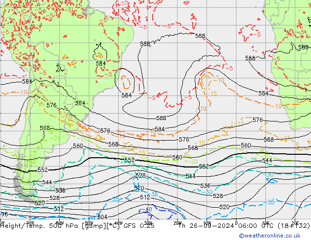 Z500/Rain (+SLP)/Z850 GFS 0.25 Th 26.09.2024 06 UTC