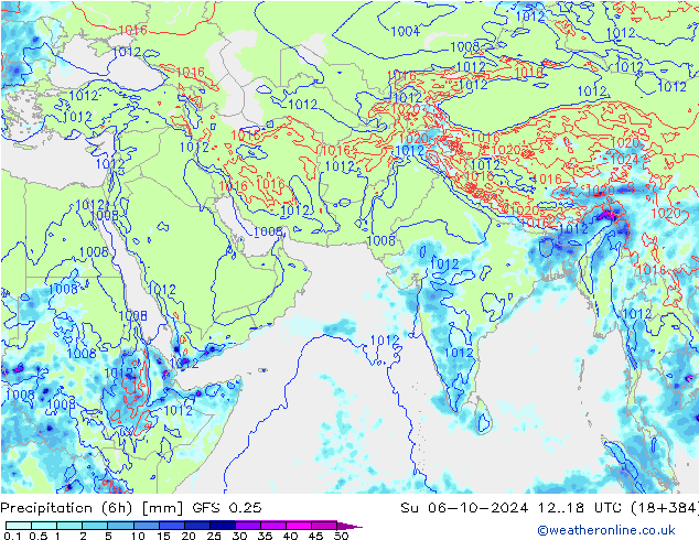 Z500/Regen(+SLP)/Z850 GFS 0.25 zo 06.10.2024 18 UTC