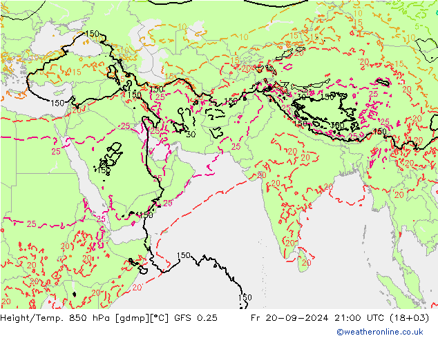 Z500/Rain (+SLP)/Z850 GFS 0.25 Fr 20.09.2024 21 UTC