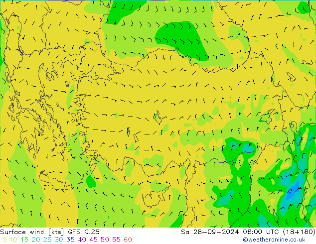 Surface wind GFS 0.25 Sa 28.09.2024 06 UTC