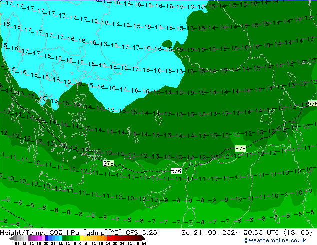 Z500/Rain (+SLP)/Z850 GFS 0.25 Sa 21.09.2024 00 UTC