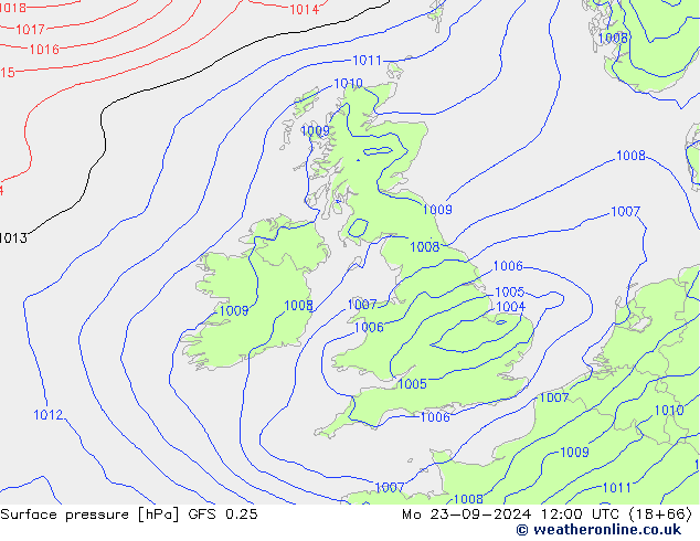 GFS 0.25: Pzt 23.09.2024 12 UTC