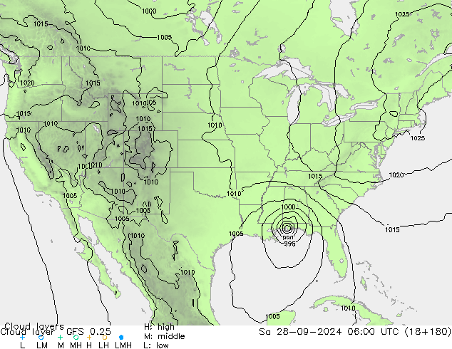 Cloud layer GFS 0.25 sam 28.09.2024 06 UTC