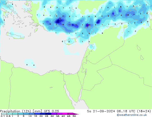 opad (12h) GFS 0.25 so. 21.09.2024 18 UTC