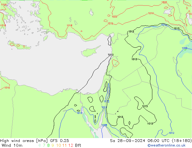 High wind areas GFS 0.25 Sa 28.09.2024 06 UTC