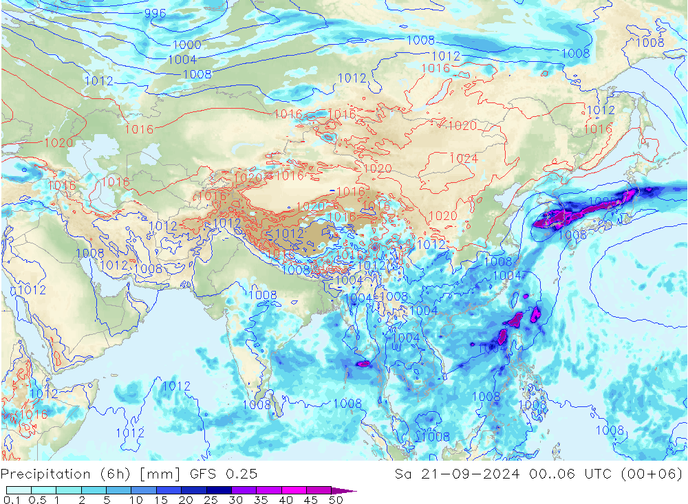 Z500/Rain (+SLP)/Z850 GFS 0.25 sáb 21.09.2024 06 UTC