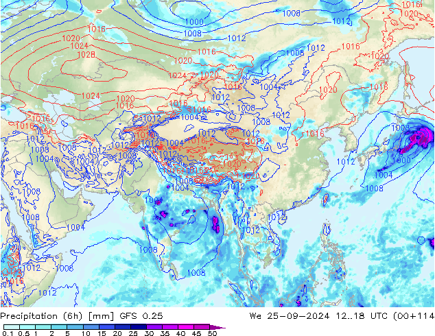 Z500/Rain (+SLP)/Z850 GFS 0.25 We 25.09.2024 18 UTC