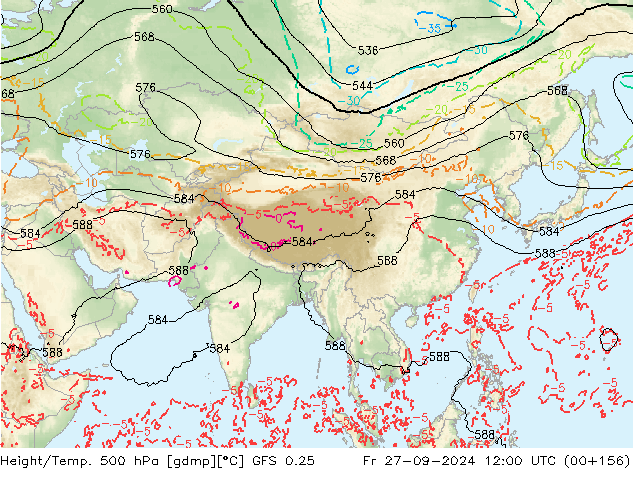 Z500/Regen(+SLP)/Z850 GFS 0.25 vr 27.09.2024 12 UTC