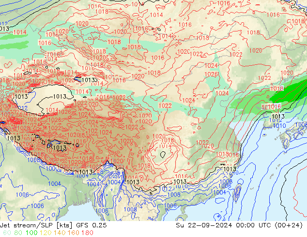 高速氣流/地面气压 GFS 0.25 星期日 22.09.2024 00 UTC