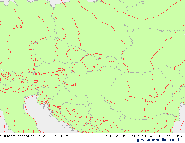 GFS 0.25: Paz 22.09.2024 06 UTC