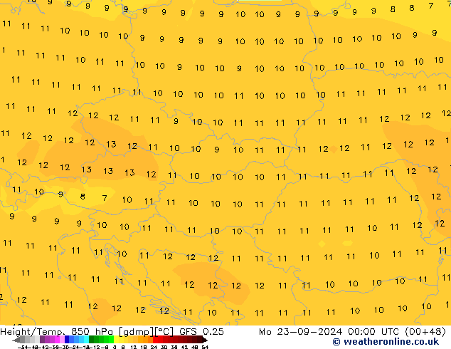 Z500/Yağmur (+YB)/Z850 GFS 0.25 Pzt 23.09.2024 00 UTC