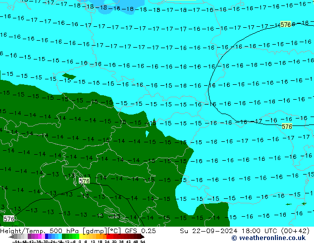 Z500/Rain (+SLP)/Z850 GFS 0.25 Вс 22.09.2024 18 UTC