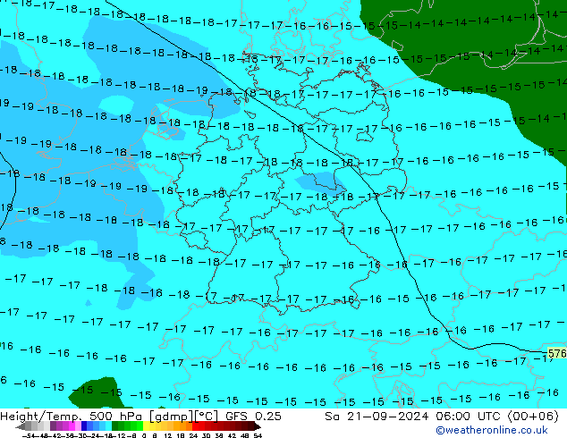 Z500/Rain (+SLP)/Z850 GFS 0.25 so. 21.09.2024 06 UTC