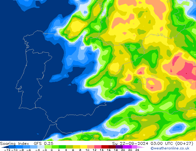 Soaring Index GFS 0.25 zo 22.09.2024 03 UTC