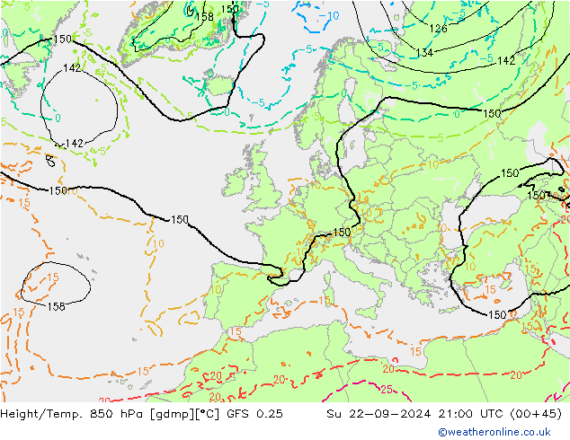 Z500/Rain (+SLP)/Z850 GFS 0.25 dom 22.09.2024 21 UTC