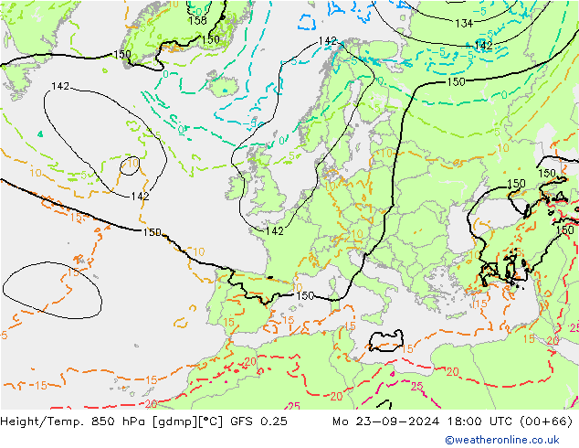 Z500/Rain (+SLP)/Z850 GFS 0.25 Mo 23.09.2024 18 UTC