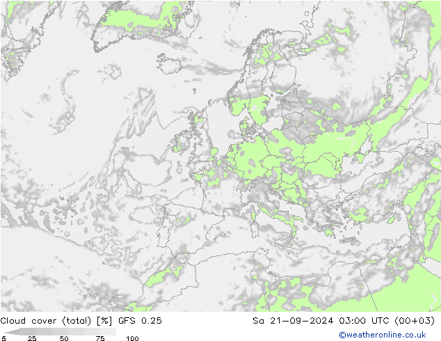 云 (总) GFS 0.25 星期六 21.09.2024 03 UTC