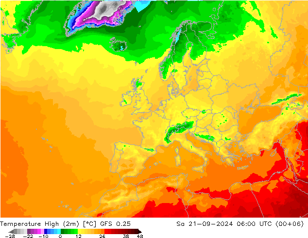 Темпер. макс 2т GFS 0.25 сб 21.09.2024 06 UTC