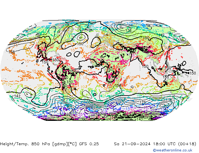 Z500/Yağmur (+YB)/Z850 GFS 0.25 Cts 21.09.2024 18 UTC