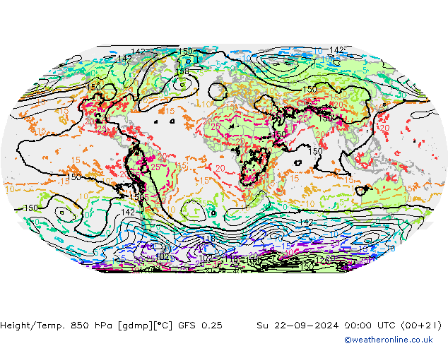 Z500/Rain (+SLP)/Z850 GFS 0.25 Su 22.09.2024 00 UTC