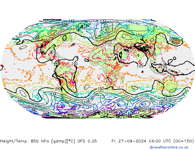 Z500/Rain (+SLP)/Z850 GFS 0.25 Fr 27.09.2024 06 UTC