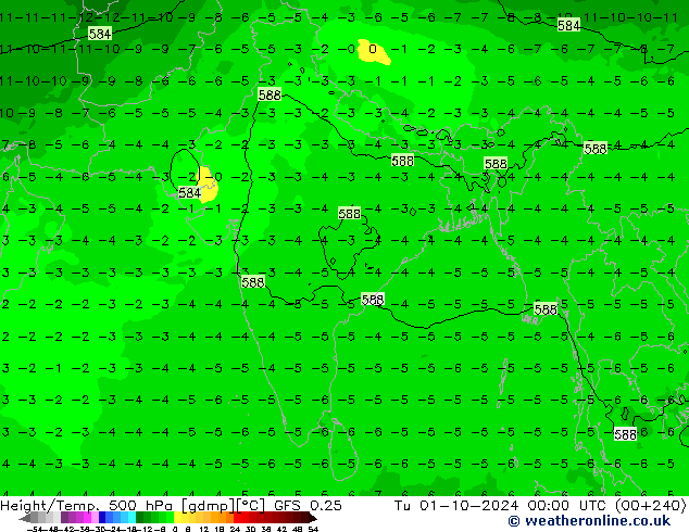 Height/Temp. 500 hPa GFS 0.25 Tu 01.10.2024 00 UTC