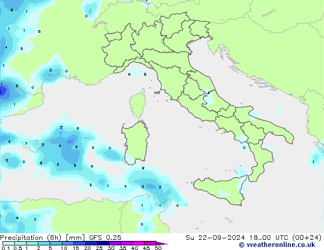 Z500/Yağmur (+YB)/Z850 GFS 0.25 Paz 22.09.2024 00 UTC