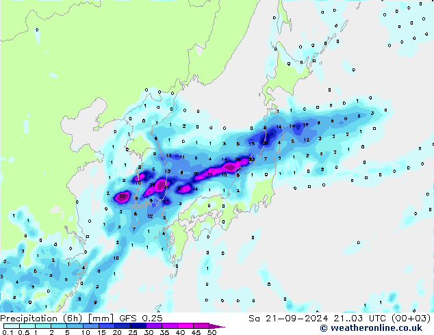 Z500/Regen(+SLP)/Z850 GFS 0.25 za 21.09.2024 03 UTC