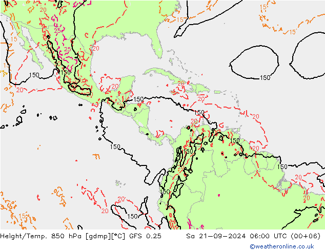 Z500/Rain (+SLP)/Z850 GFS 0.25 sab 21.09.2024 06 UTC