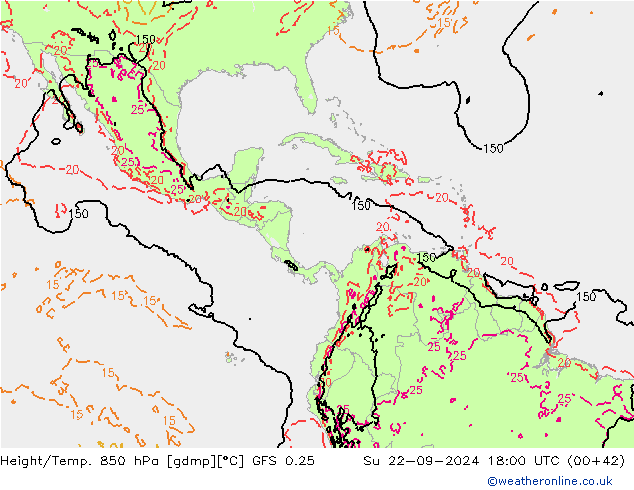 Z500/Rain (+SLP)/Z850 GFS 0.25 Вс 22.09.2024 18 UTC