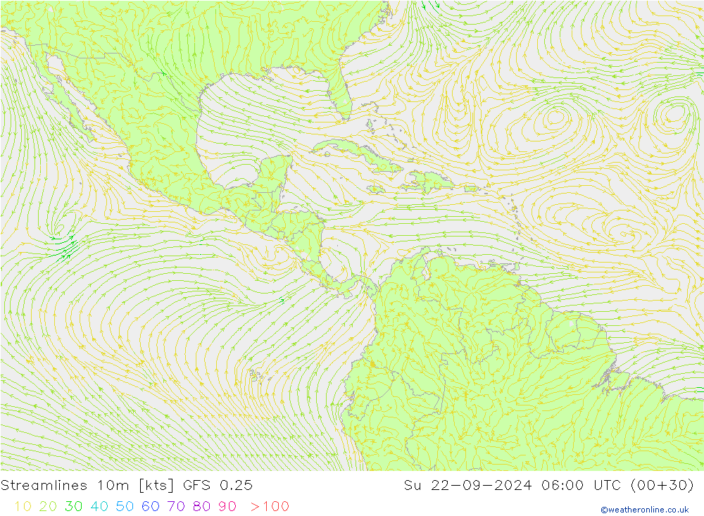 ветер 10m GFS 0.25 Вс 22.09.2024 06 UTC