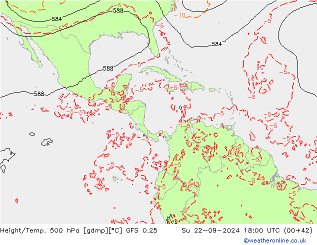 Z500/Rain (+SLP)/Z850 GFS 0.25 Вс 22.09.2024 18 UTC