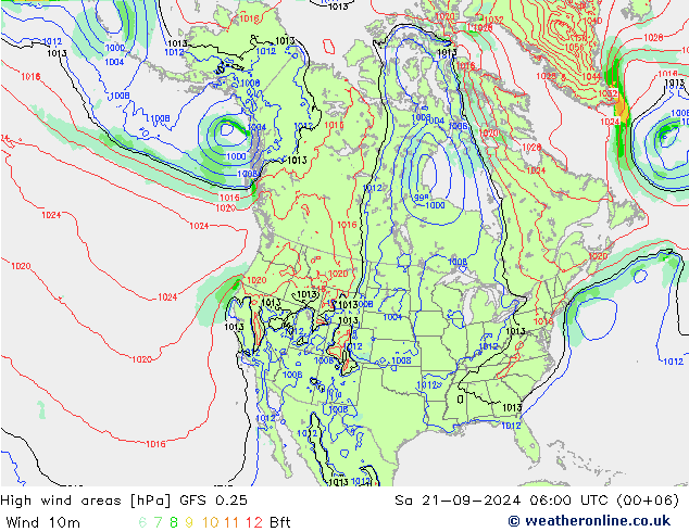 High wind areas GFS 0.25 Sa 21.09.2024 06 UTC