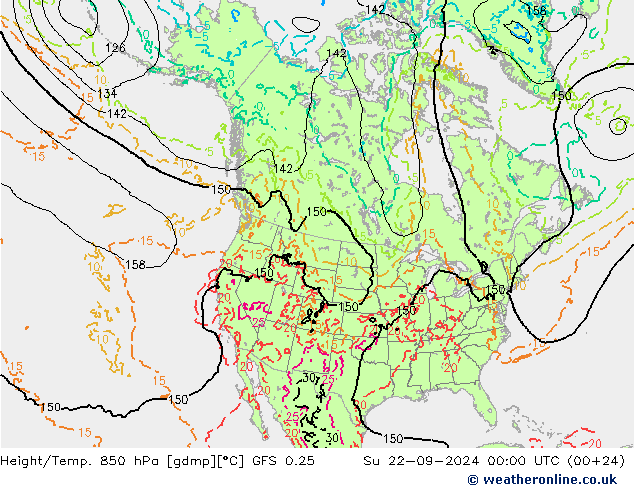 Z500/Rain (+SLP)/Z850 GFS 0.25  22.09.2024 00 UTC