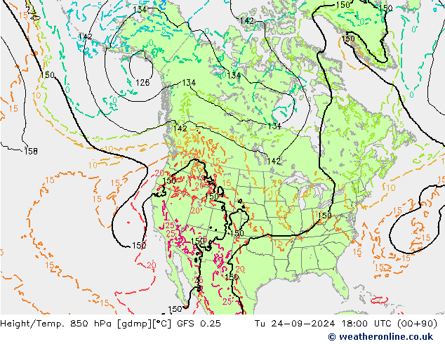 Z500/Rain (+SLP)/Z850 GFS 0.25  24.09.2024 18 UTC