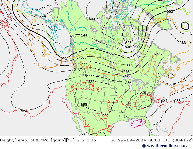 Z500/Rain (+SLP)/Z850 GFS 0.25 星期日 29.09.2024 00 UTC