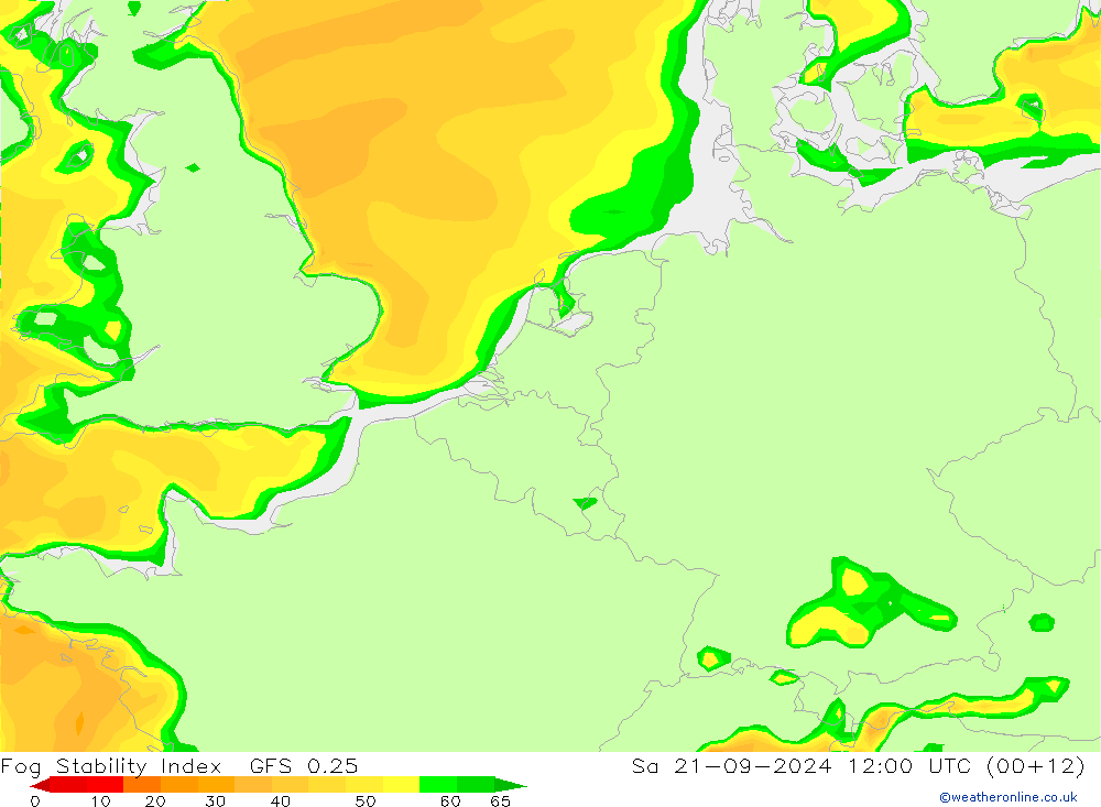 Fog Stability Index GFS 0.25  21.09.2024 12 UTC