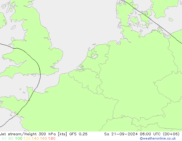 Straalstroom GFS 0.25 za 21.09.2024 06 UTC